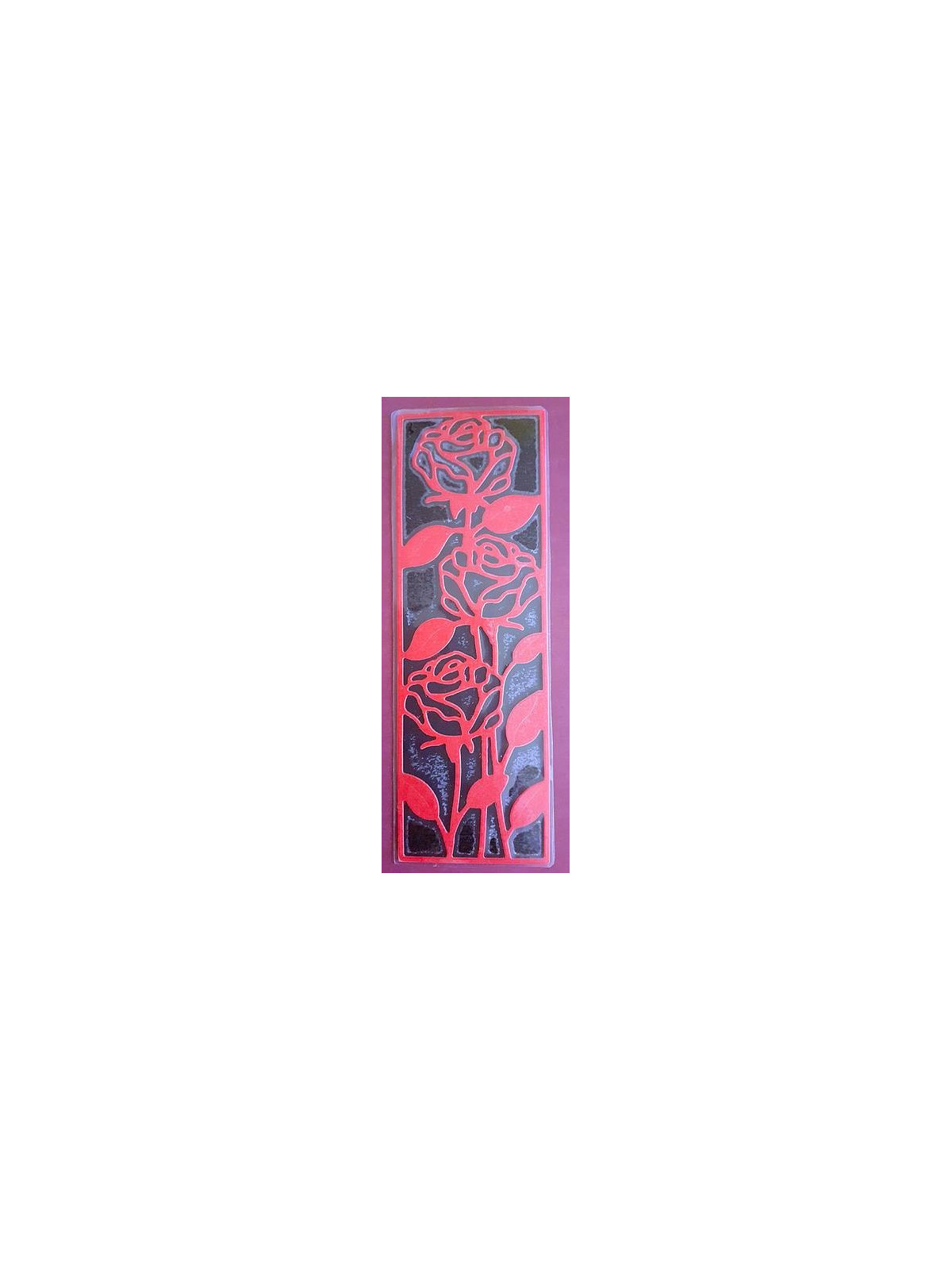 Marque-page découpe rose rouge sur fond noir