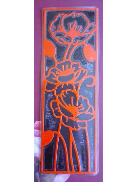 Marque-page découpe coquelicot rouge sur fond noir