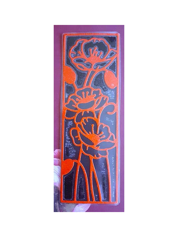 Marque-page découpe coquelicot rouge sur fond noir