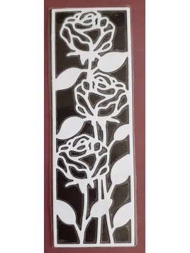 Marque-page découpe rose blanche sur fond noir