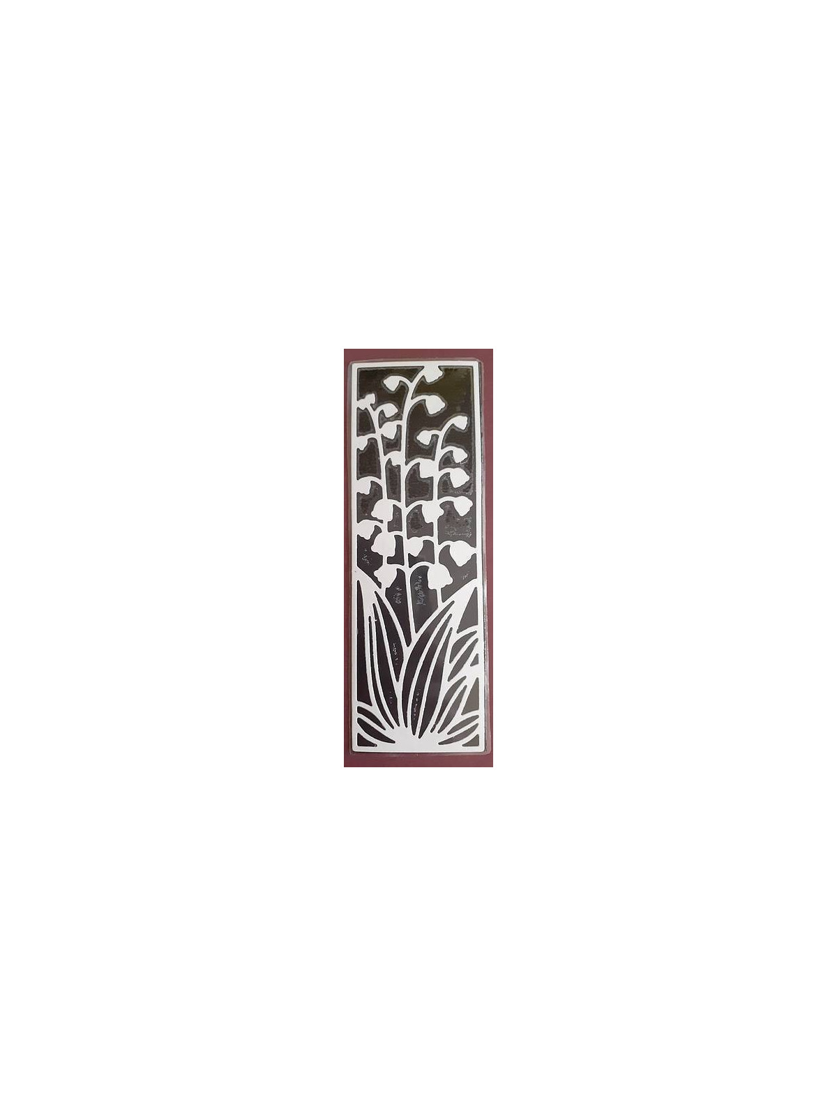 Marque-page découpe muguet blanc sur fond noir