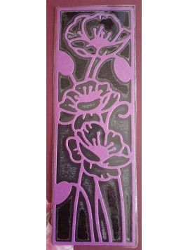 Marque-page découpe coquelicot violet sur fond noir