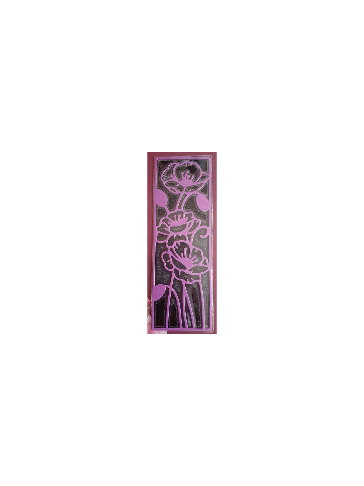 Marque-page découpe coquelicot violet sur fond noir