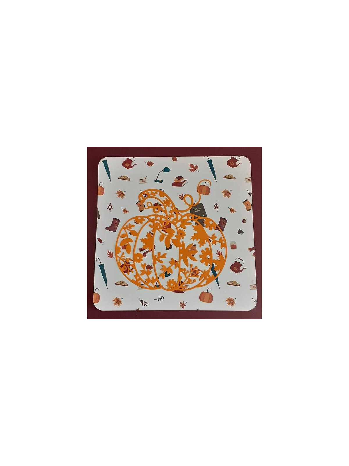 Carte carrée citrouille orange