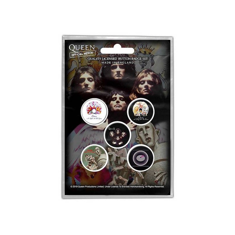 Lot de 5 badges Queen early albums en stock à ciel rouge dijon