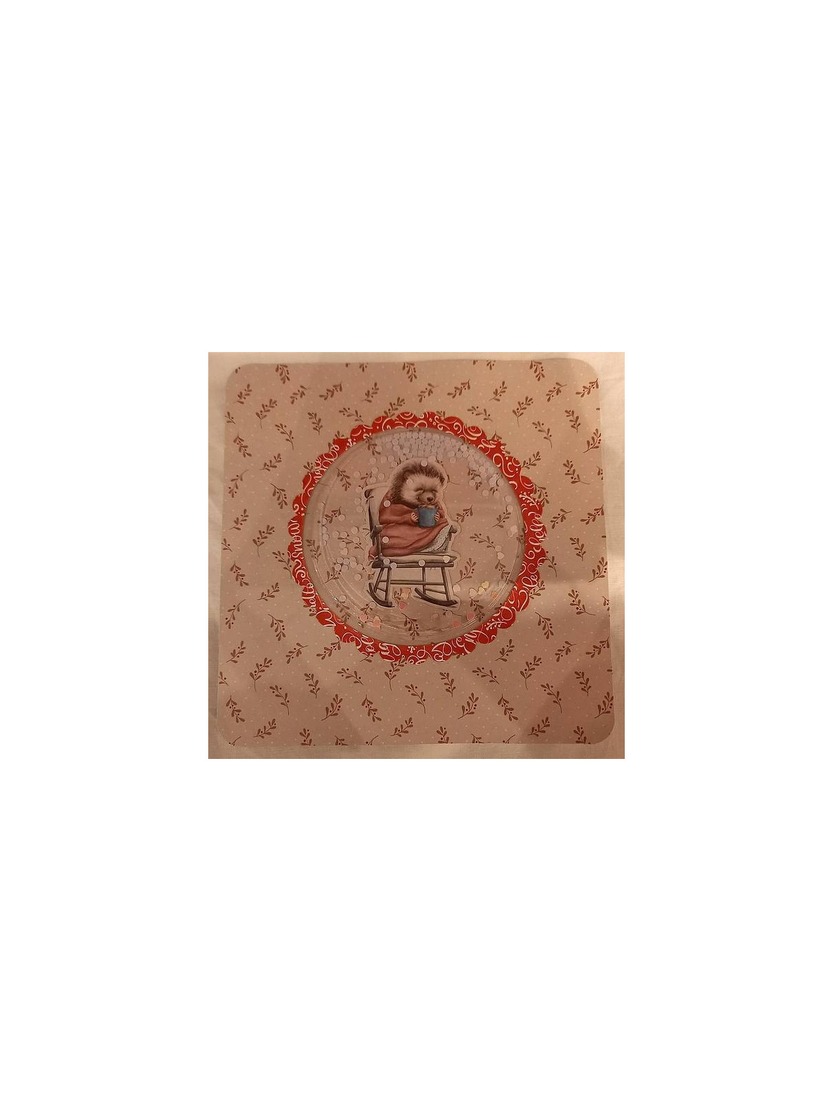 Carte de Noël shaker Hérisson avec sa tasse