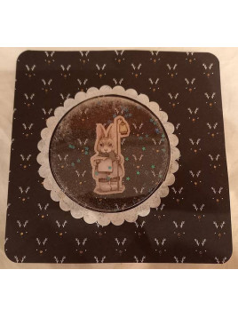 Carte de Noël shaker Lapin et chants de Noël