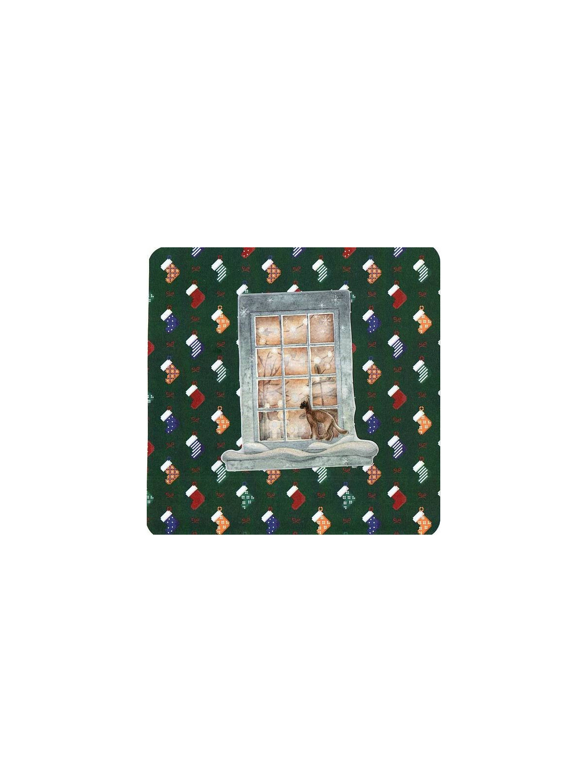 Carte de Noël carrée Chat sur le bord de la fenêtre