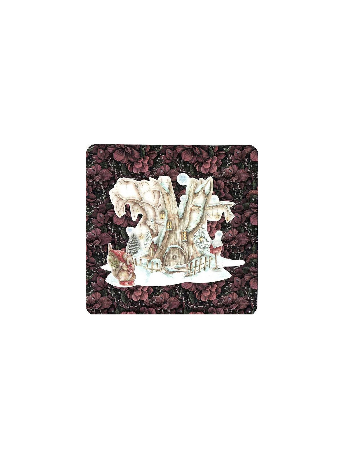Carte de Noël carrée Lapin et sa chaumière