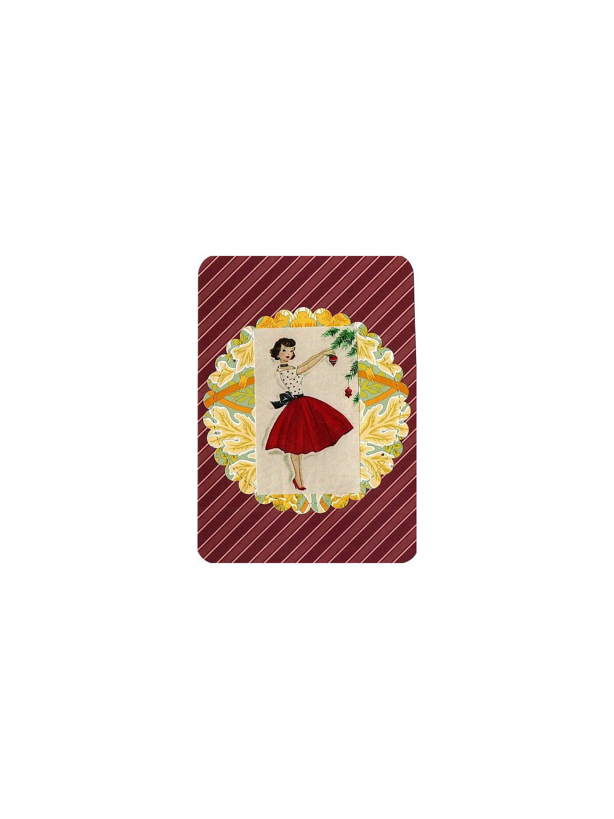 Carte de Noël Femme décorant son sapin