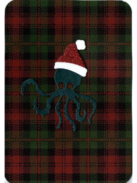 Carte de Noël découpe Pieuvre avec son bonnet