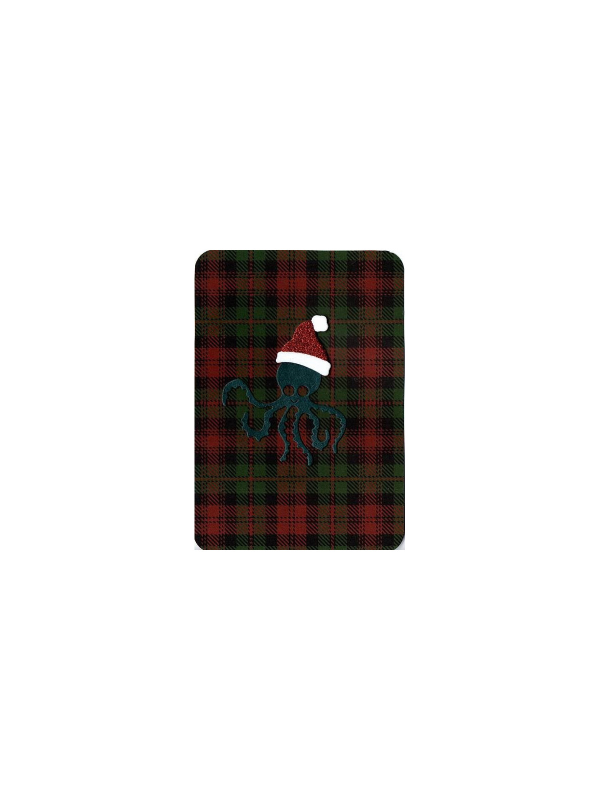 Carte de Noël découpe Pieuvre avec son bonnet