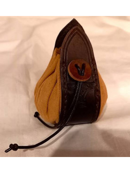 Bourse en cuir beige et marron