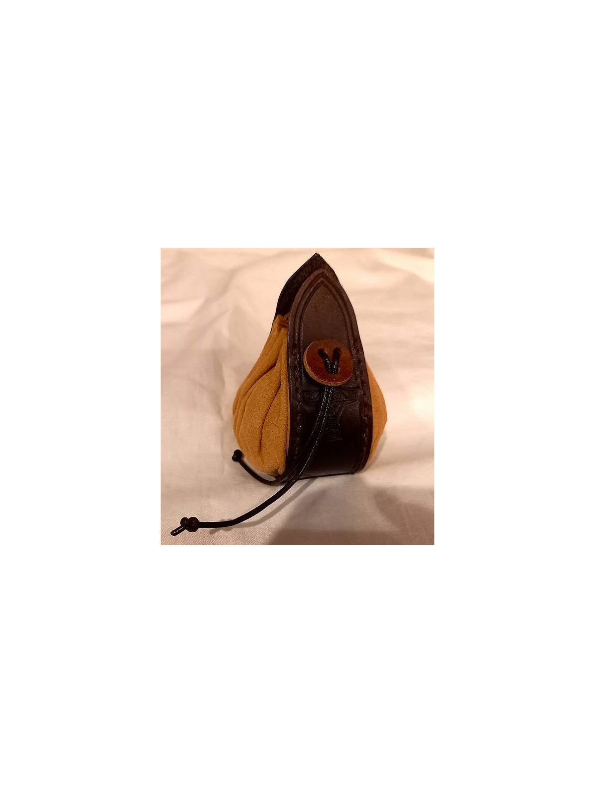 Bourse en cuir beige et marron