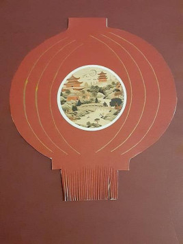 Carte Lanterne rouge foncé et paysage