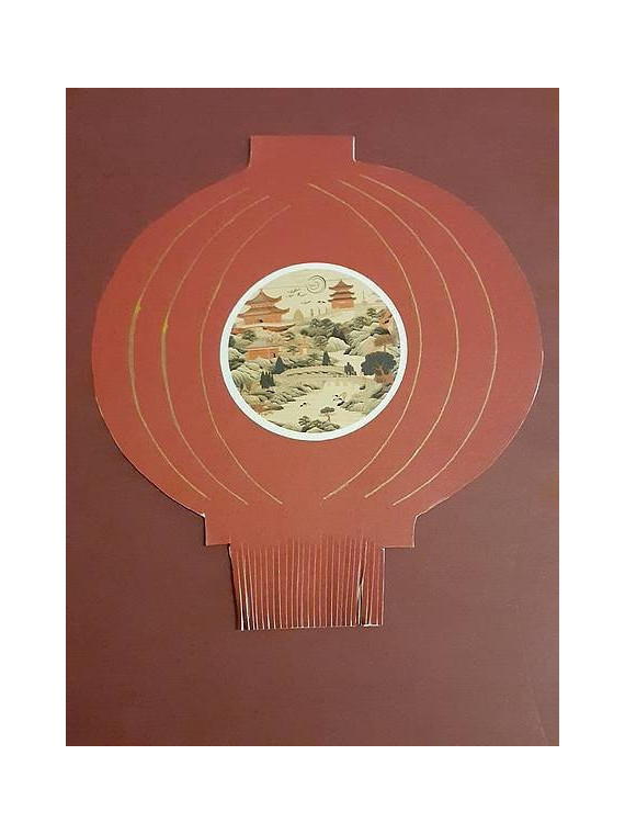 Carte Lanterne rouge foncé et paysage