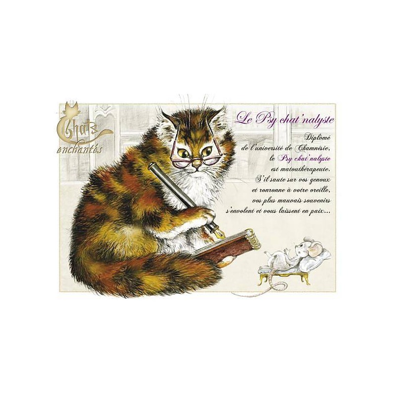 Carte postale Séverine Pineaux : Le psychat’nalyste en stock à ciel rouge dijon