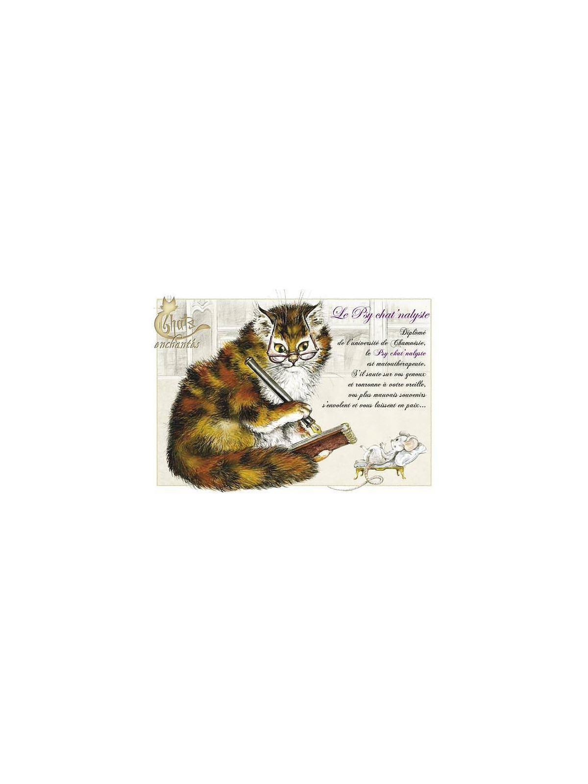 Carte postale Séverine Pineaux : Le psychat’nalyste en stock à ciel rouge dijon