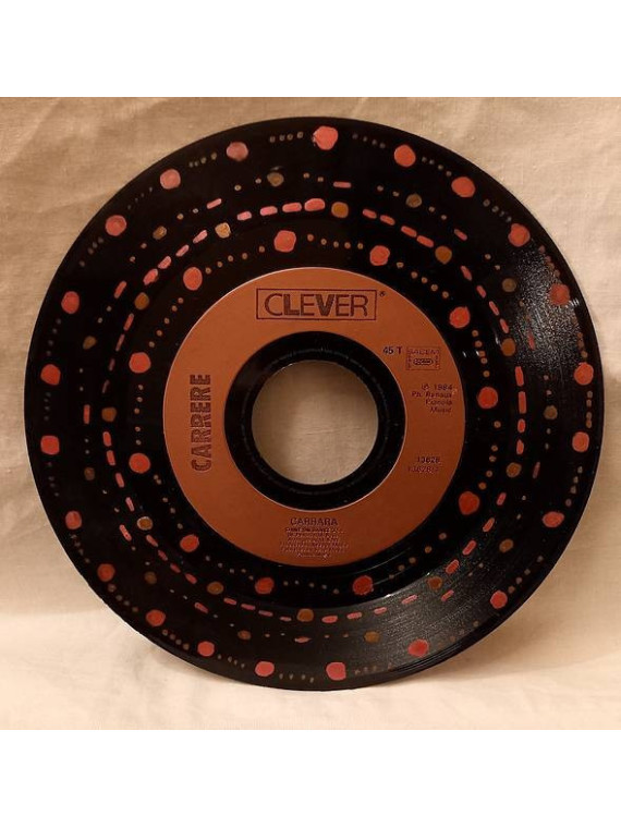 Vinyle 18cm décoré pointillés roses