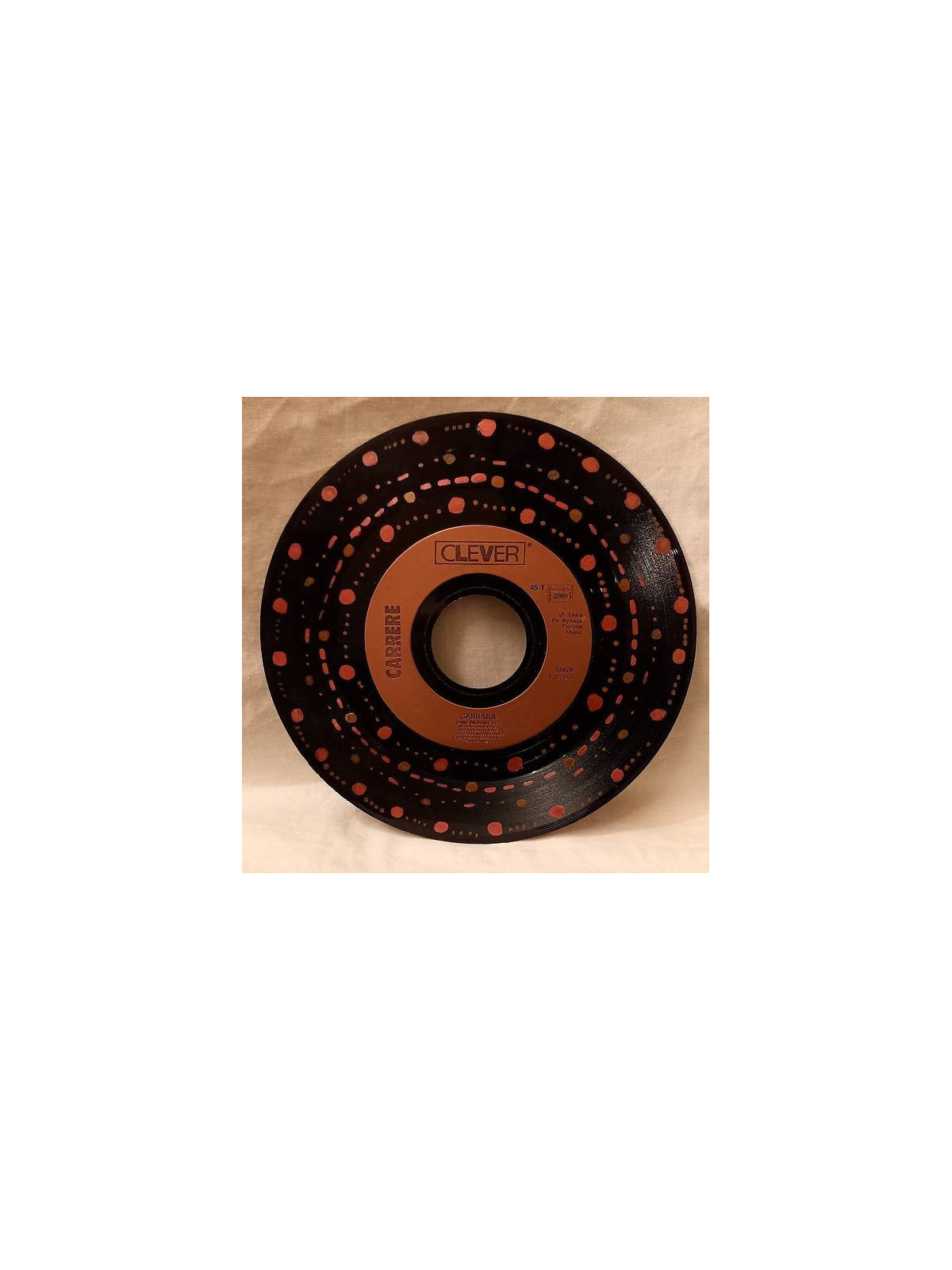 Vinyle 18cm décoré pointillés roses