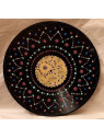 Vinyle 30cm décoré pointillés bleus et violets et centre à feuilles vertes
