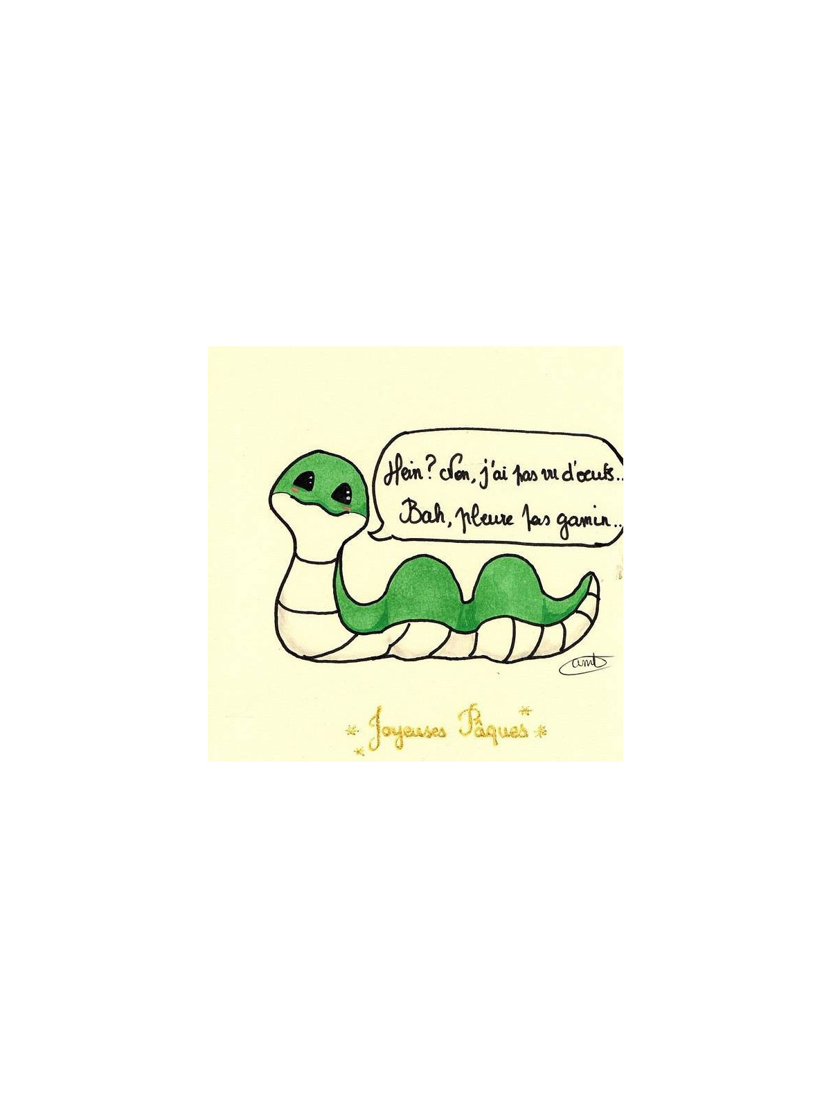 Carte postale dessinée - Pâques - serpent