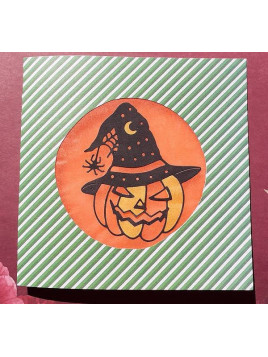 Carte vitrail Jack o lantern