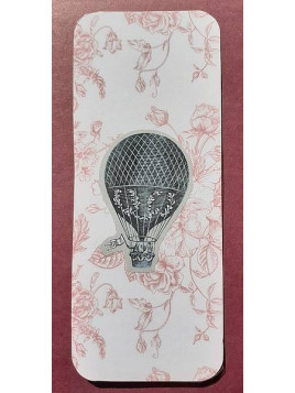Marque-page fond fleuri et montgolfière