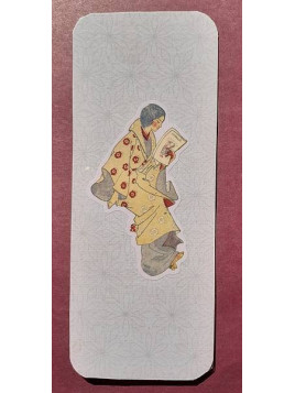 Marque-page fond fleuri et femme lisant