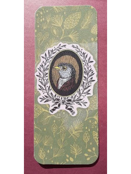 Marque-page fond fleuri et portrait d'oiseau