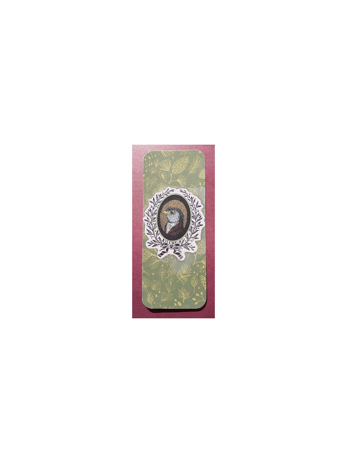 Marque-page fond fleuri et portrait d'oiseau