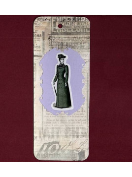 Grand marque-page femme sur fond écritures