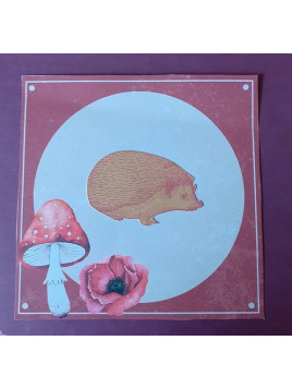 Carte automne avec champignon et hérisson