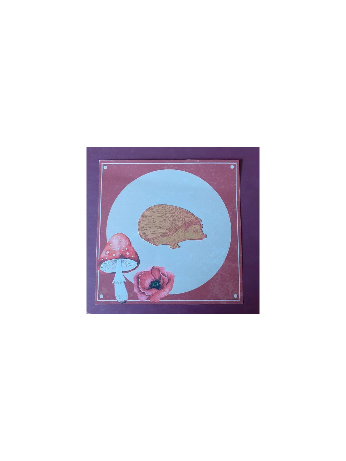 Carte automne avec champignon et hérisson