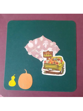 Carte automne avec courges et véhicule