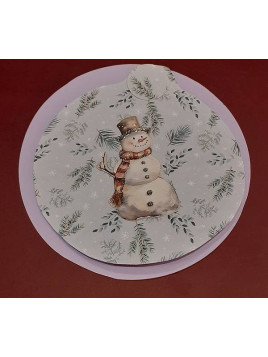 Carte ronde boule de Noël avec bonhomme de neige avec chapeau