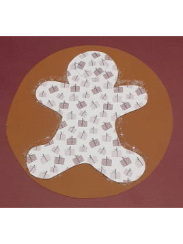 Carte ronde Noël avec bonhomme pain d’épices blanc