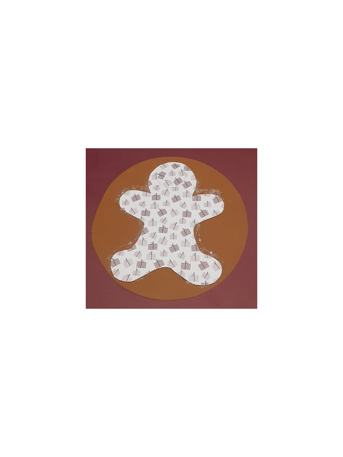 Carte ronde Noël avec bonhomme pain d’épices blanc