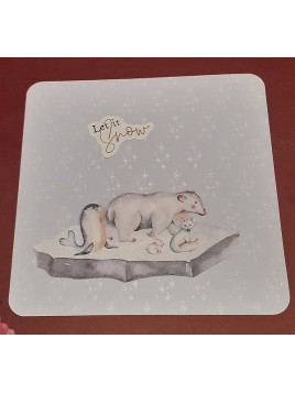 Carte Noël carrée avec ours sur iceberg