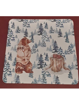 Carte Noël carrée avec ours en pull