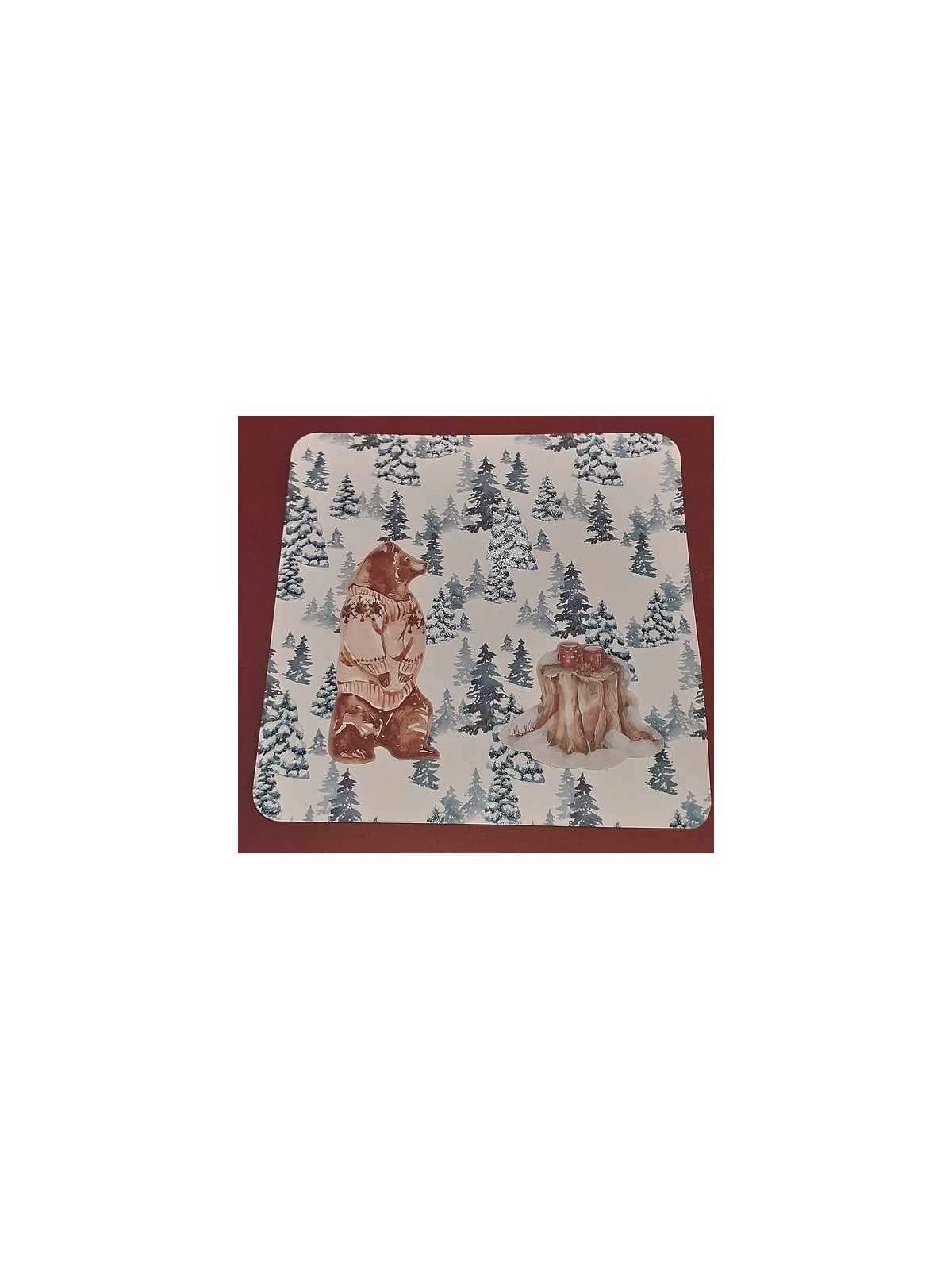 Carte Noël carrée avec ours en pull