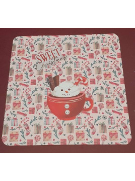 Carte Noël carrée avec tasse bonhomme de neige