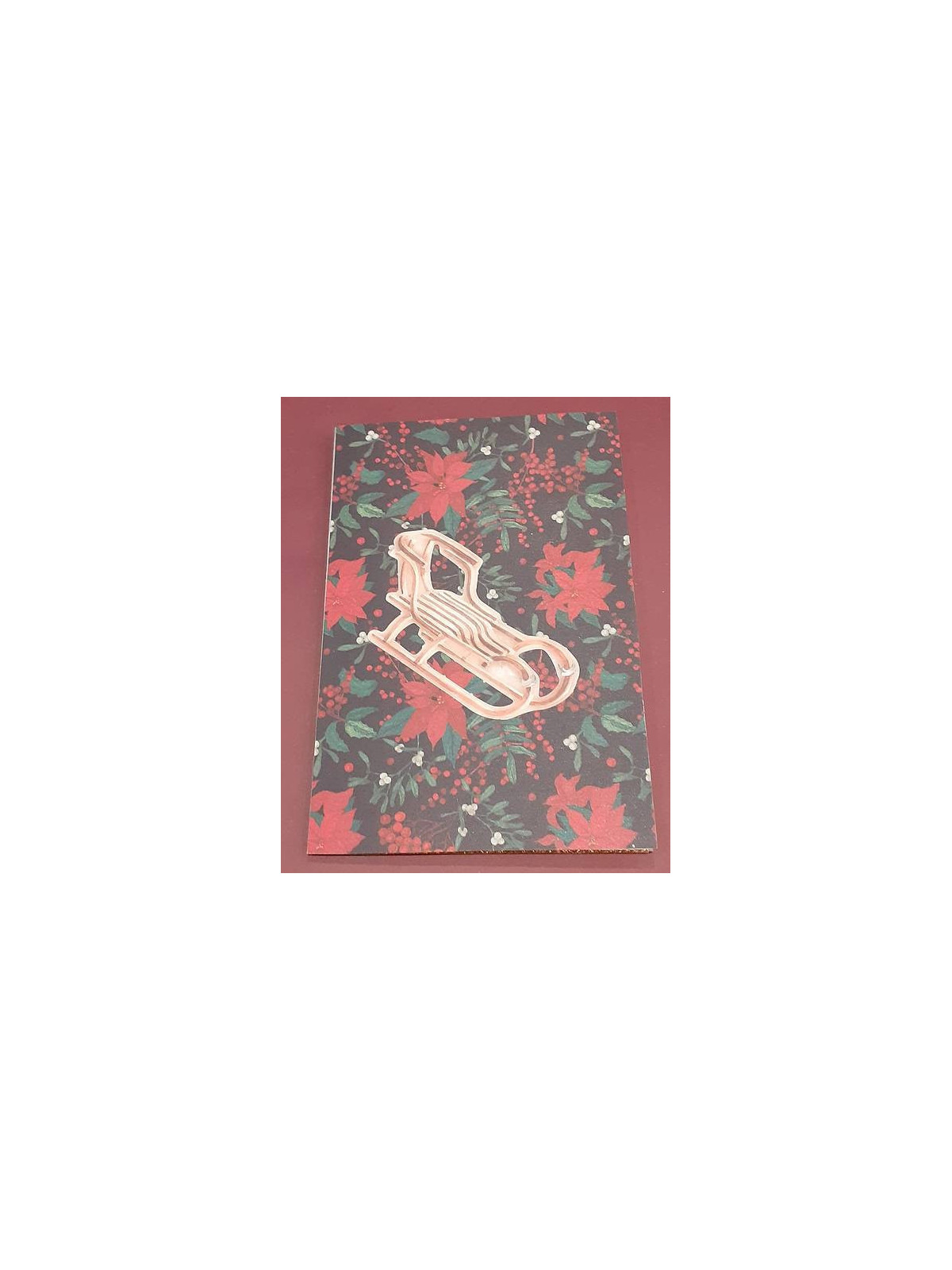 Carte Noël avec 2 compartiments poinsettia