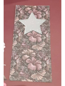 Marque-page Noël fleurs violettes, étoile et paillette