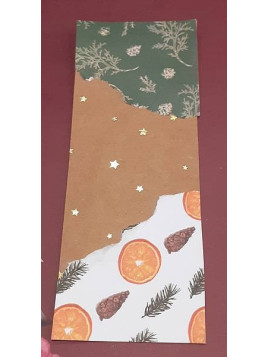 Marque-page Noël papiers déchirés oranges