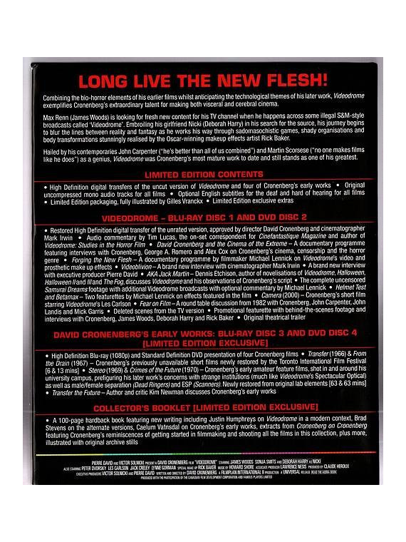 David Cronenberg : Videodrome (Ltd edition 2 Blu-ray + 2 DVD + livre)