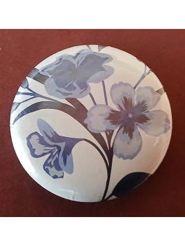 Badge Fleurs bleues sur fond blanc