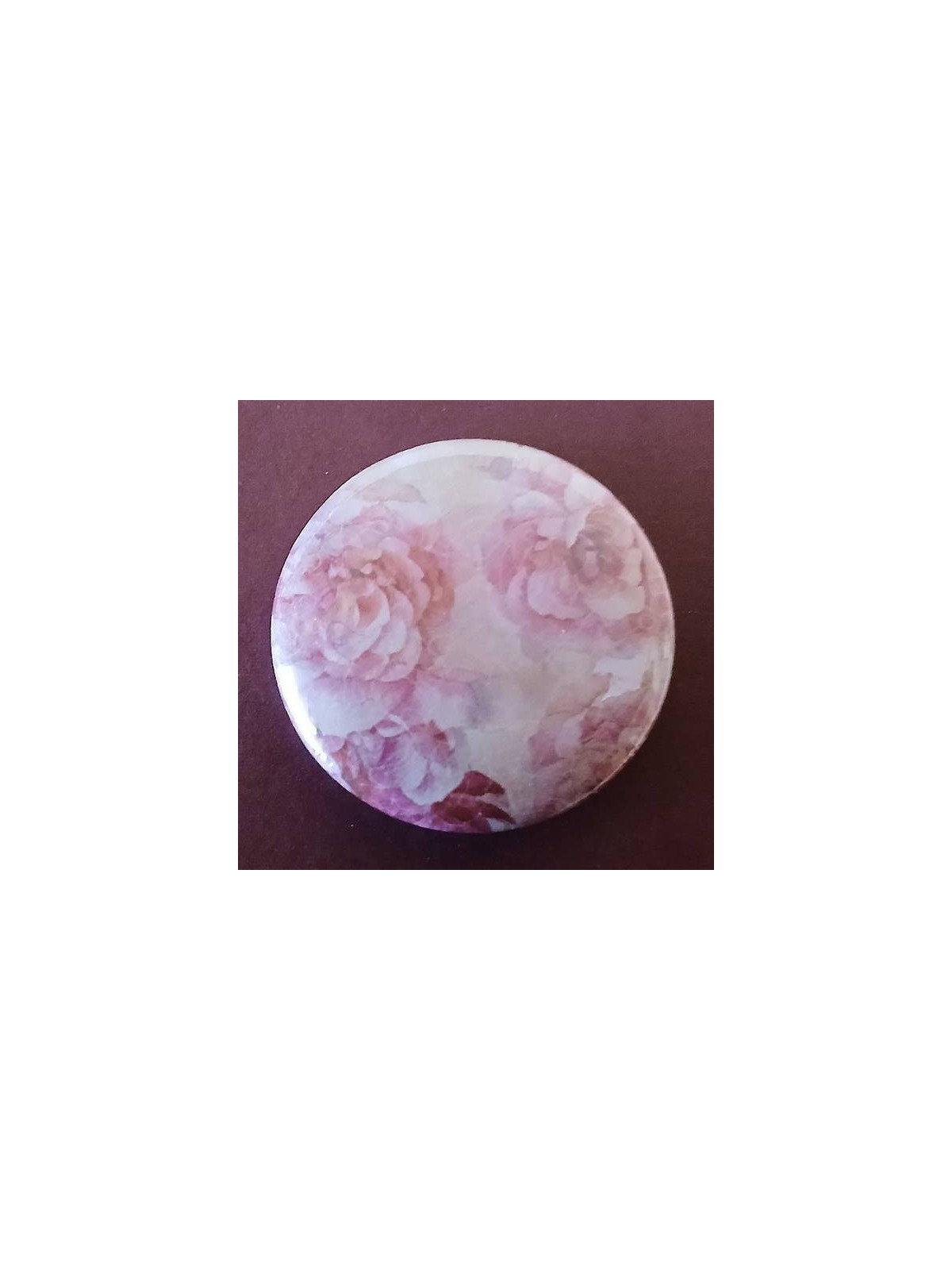 Badge Fleurs roses sur fond beige