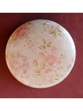 Badge Fleurs roses sur fond blanc