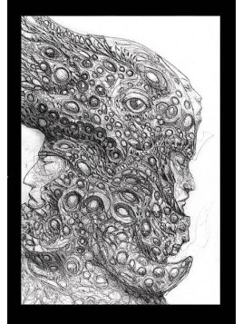 L'affiche A4 Visages multiples de l'artiste Okiko est disponible à Ciel rouge